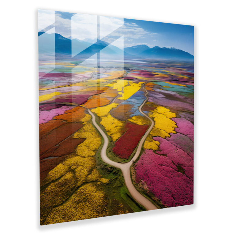 Wildflower Horizon - Glass Wall Art - Wildflower, Awe-Inspiring Beauty, Vast Landscape, Depth