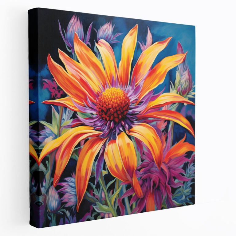 Wildflower Wall Art - Striking Close-Up Of A Vibrant Wildflower - Canvas Print - Wildflower, Vibrant Colors, Canvas Print, Acrylic Painting