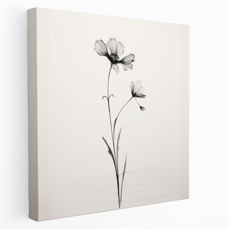 Wildflower Canvas Print - Wildflower, Home Decoration, Minimalist Black And White Sketch, Wall Decoration