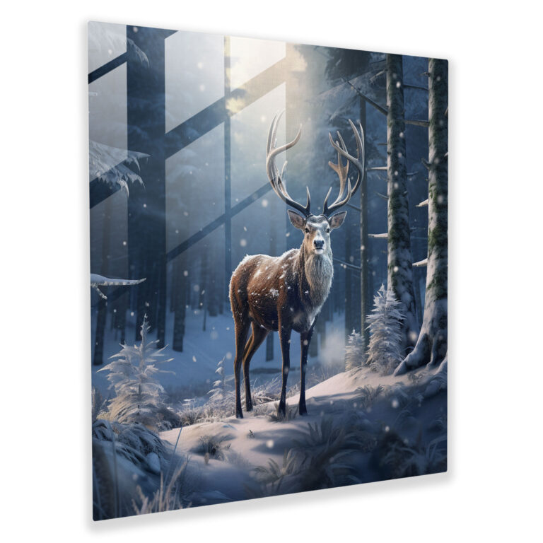 Winter Majesty Glass Print - Winter, Modern Art, Realistic 3D Art, Winter