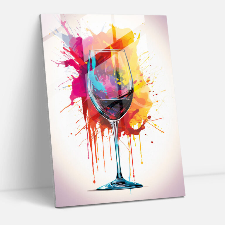 Wine Glass Print - Colorful Abstract Art - Wine, Home Decoration, Abstract Illustration, Colorful