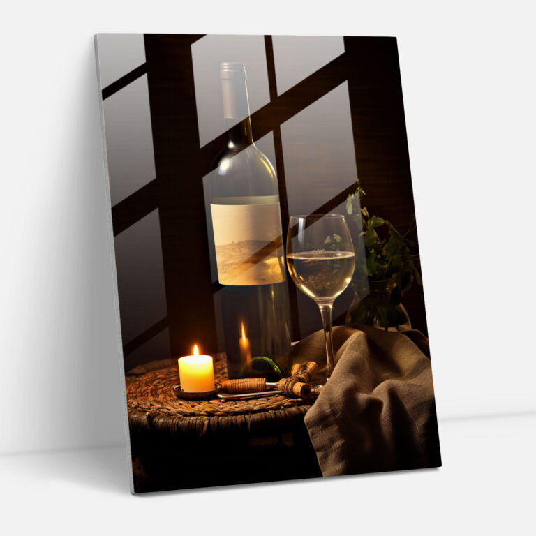 Wine Glass Print - Romantic Candlelight - Wine, Cozy, Romantic Candlelight, Glass Art