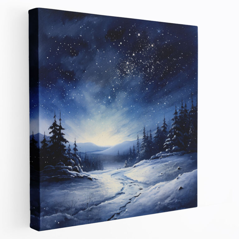 Winter Starry Night Canvas Print - Winter, Canvas Wall Art, Canvas Print, Winter