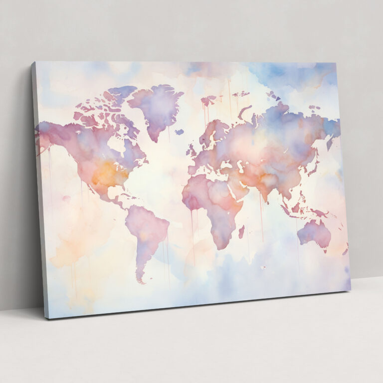 Watercolor World Map Canvas Print - World Map, Canvas Print, Canvas, Home Decoration