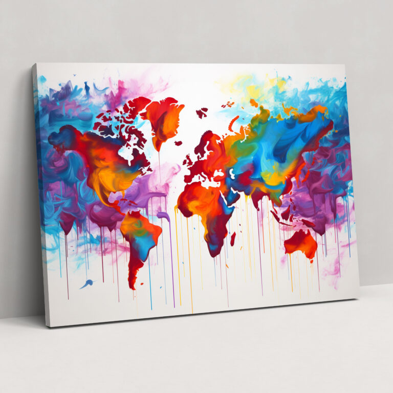 Abstract World Map Canvas Print - World Map, World Map, Abstract, Vibrant Splashes Of Color