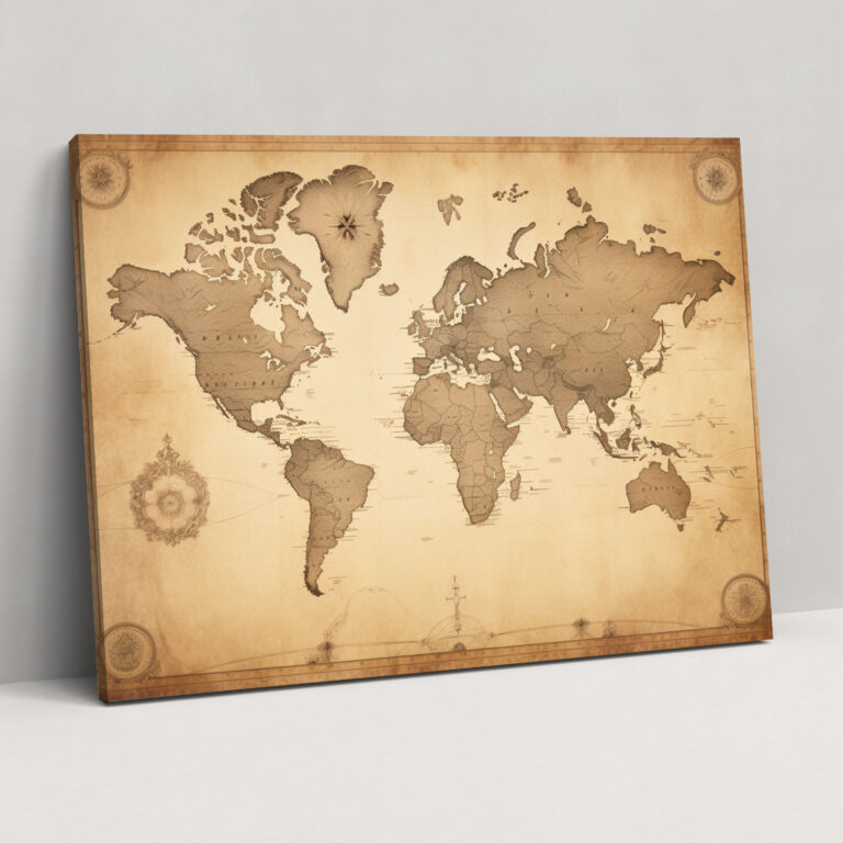 Vintage World Map Wall Decoration - World Map, Wall Decoration, Home Decoration, Canvas Wall Art