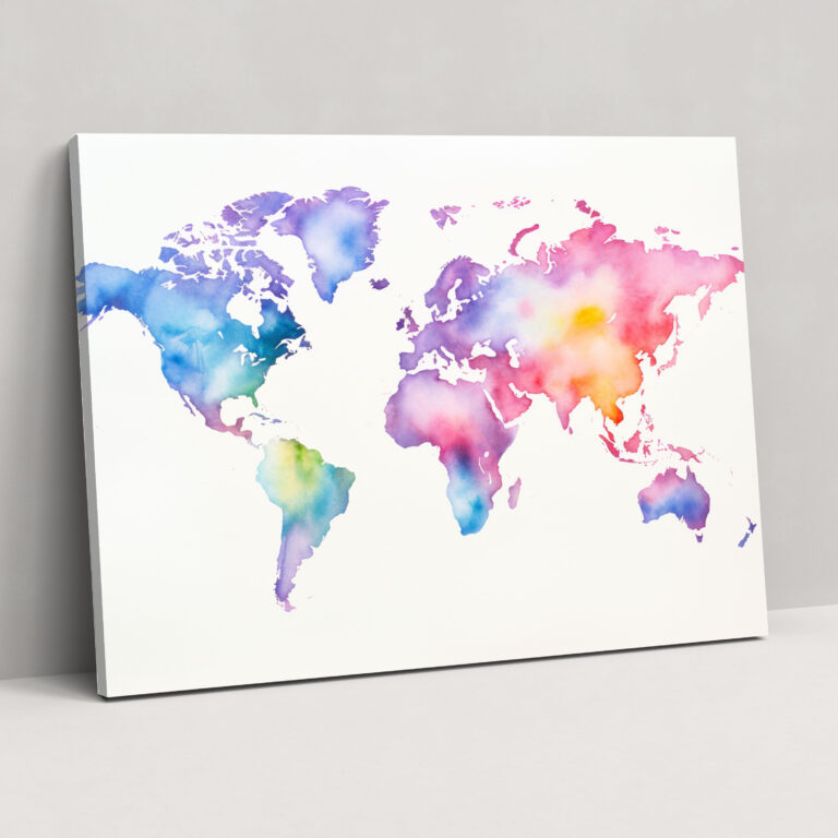 Watercolor World Map Canvas Print - World Map, Canvas Wall Art, Canvas Print, Wall Art