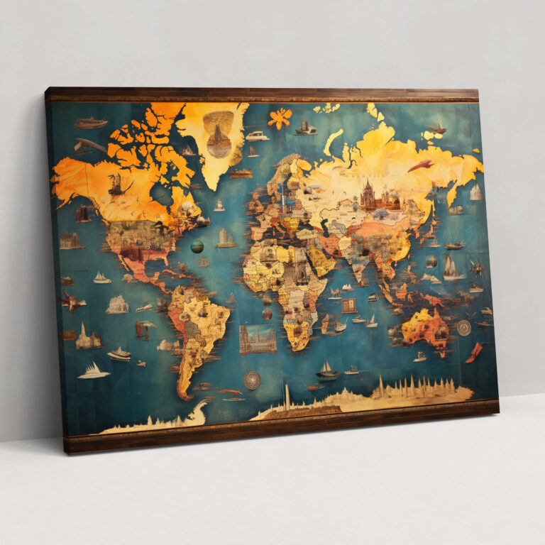 World Map Wall Decoration - World Map, Wall Art, Canvas Wall Art, Colorful