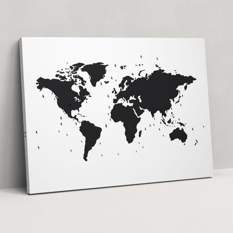 World Map Wall Decoration - World Map, World Map, Wall Decoration, Black And White