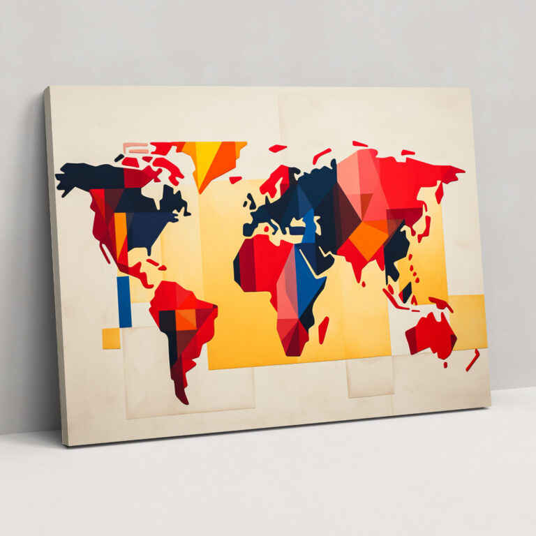 Abstract Geometric World Map Canvas Print - World Map, Geometric Shapes, Abstract, Canvas Wall Art