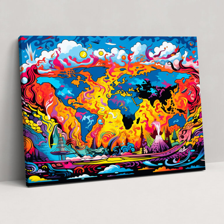 Pop Art World Map Canvas Print - World Map, Canvas, Canvas Wall Art, World Map
