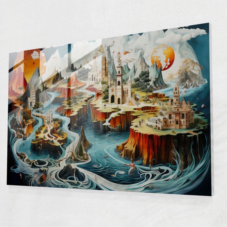 World Map 2 Wall Decoration - World Map 2, Surrealist Painting, Glass Print, Fantastical