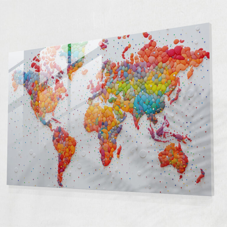 World Map 2 Home Decoration - World Map 2, World Map 2, Wall Decoration, Pointillism Masterpiece