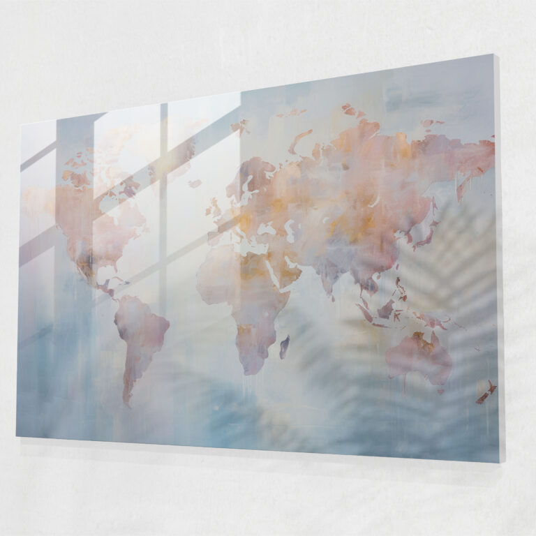 [World Map] Glass Print - World Map 2, Home Decoration, Modern Art, Glass Print