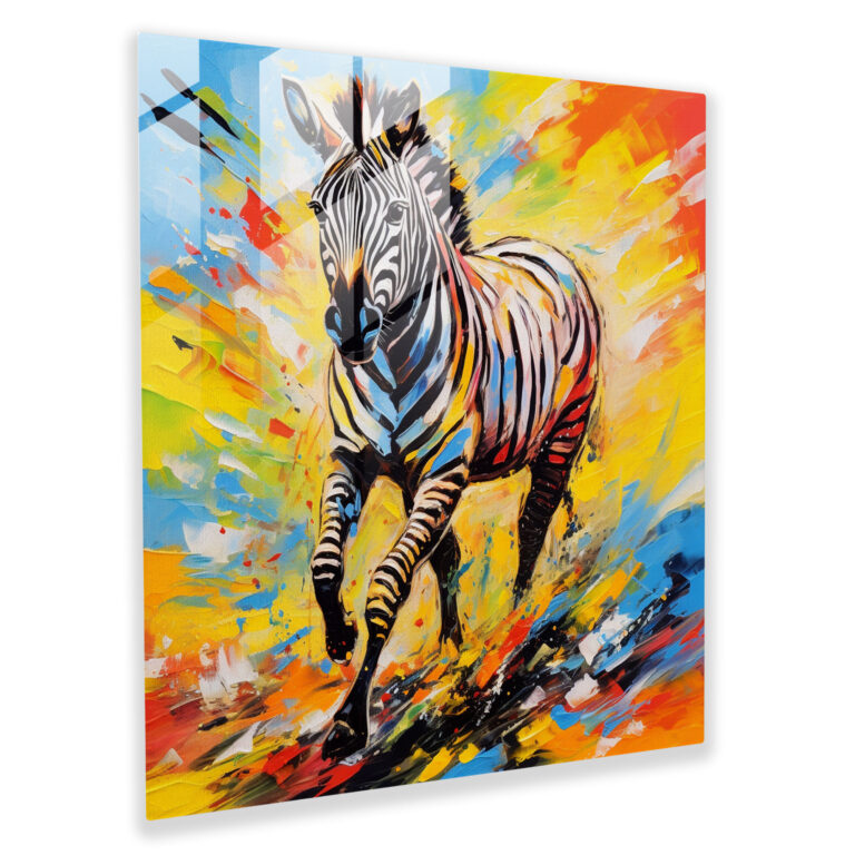 Zebra Energy Glass Print - Zebra, Glass Print, Glass Art, Vibrant Colors