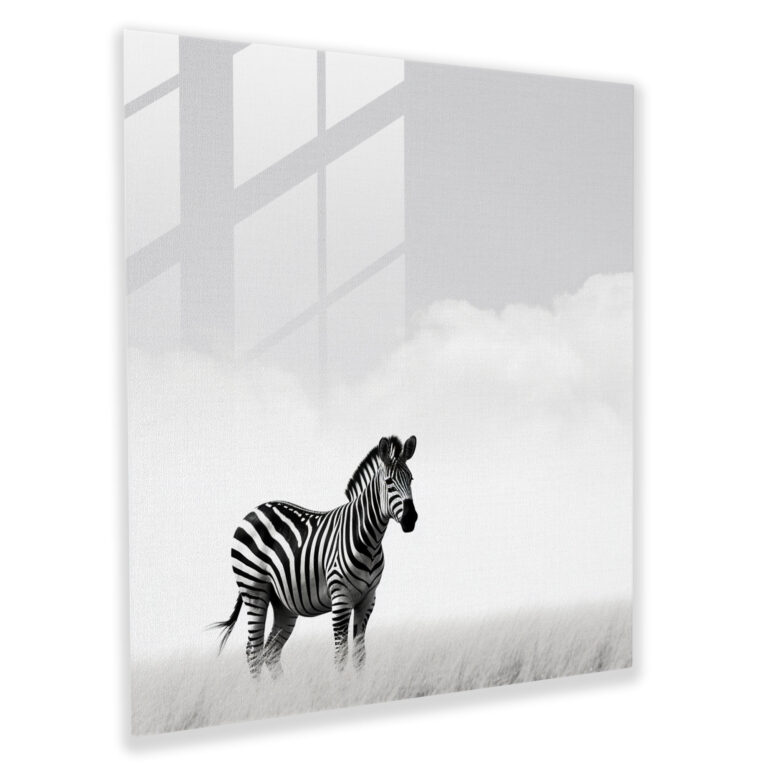Zebra Elegance Glass Print - Zebra, Glass Print, Glass Art, Black And White