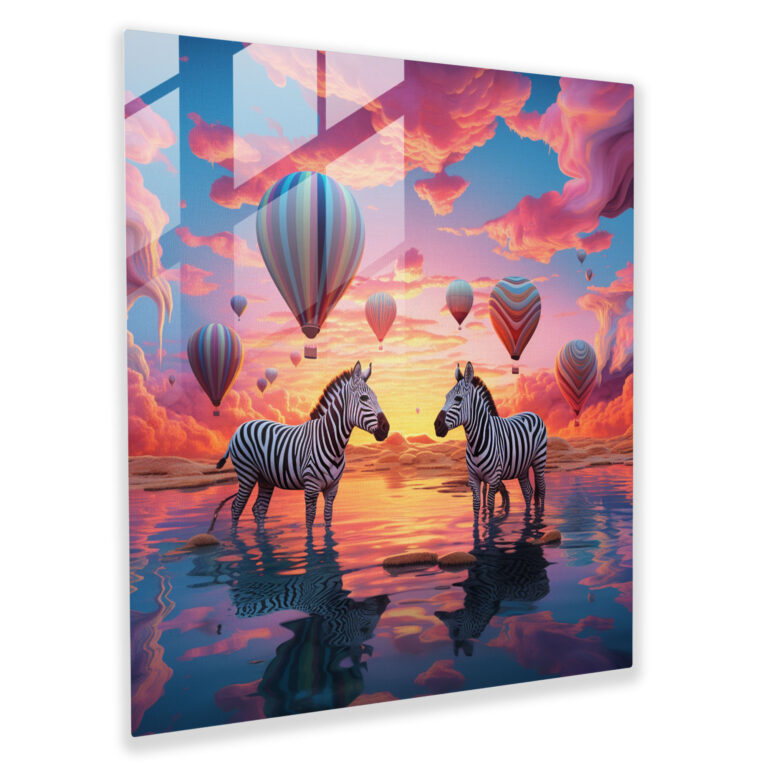 Zebra Dreams Glass Print - Zebra, Home Decoration, Glass Wall Art, Surreal