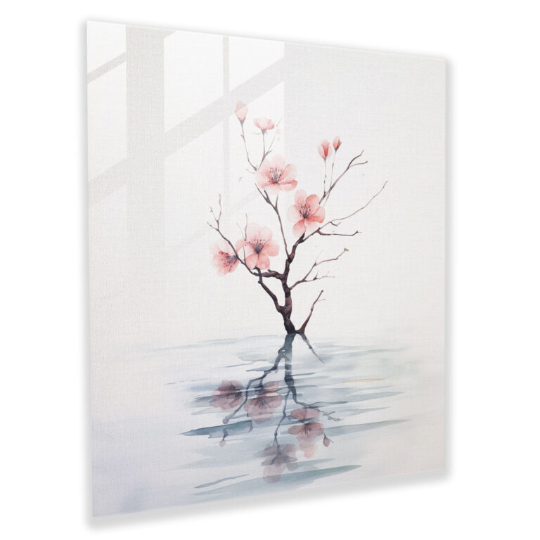 Zen Watercolor Blossom Glass Print - Zen, Glass Wall Art, Minimalist, Tranquil