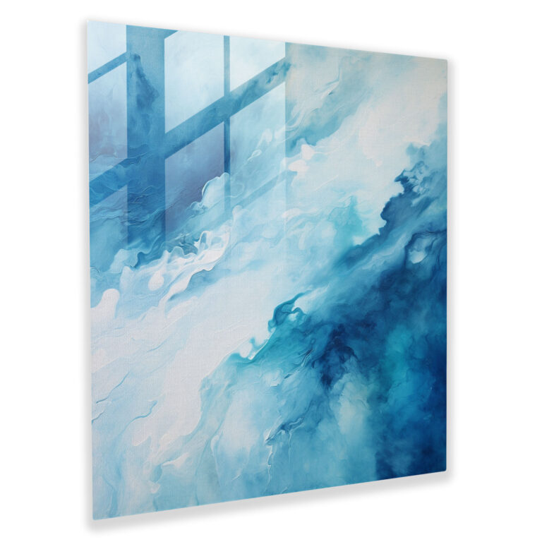 Zen Blue Hues Glass Print - Zen, Perfect Harmony, Calming, Mesmerizing