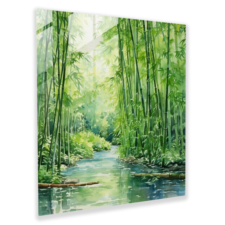 Zen Serene Watercolor Glass Print - Zen, Zen, Bamboo Forest, Glass Wall Art
