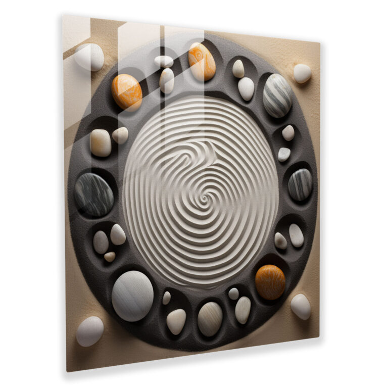 Zen Rock Garden Glass Print - Zen, Patterns Raked Onto Sand, Glass Wall Art, Contemplation
