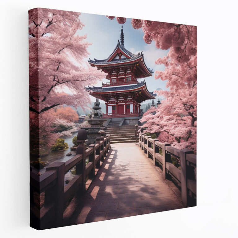 Zen Temple Cherry Blossom Canvas Print - Zen, Wall Art, Canvas, Zen
