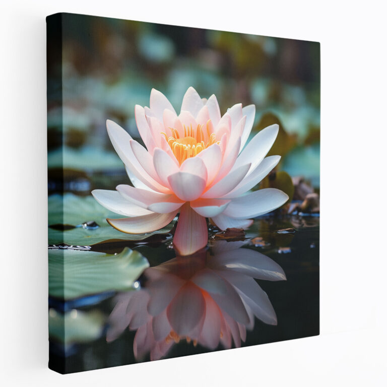 Zen Canvas Print - Delicate Lotus Flower In Tranquil Pond - Zen, Canvas, Home Decoration, Lotus Flower