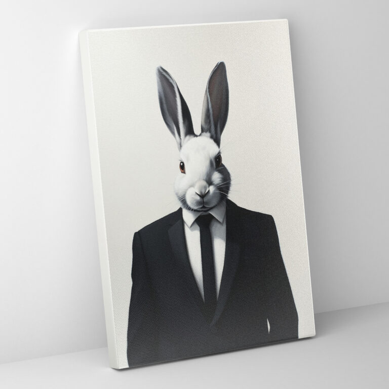 Hayvanlar İnsanlar Gibi Giyinmiş Duvar Sanatı - Minimalist Sanat Eseri Modernlik Zarafet