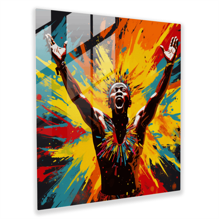 Canlı Pop Sanat Afrika Kabil Dansçısı Cam Tablo Ev Dekorasyonu