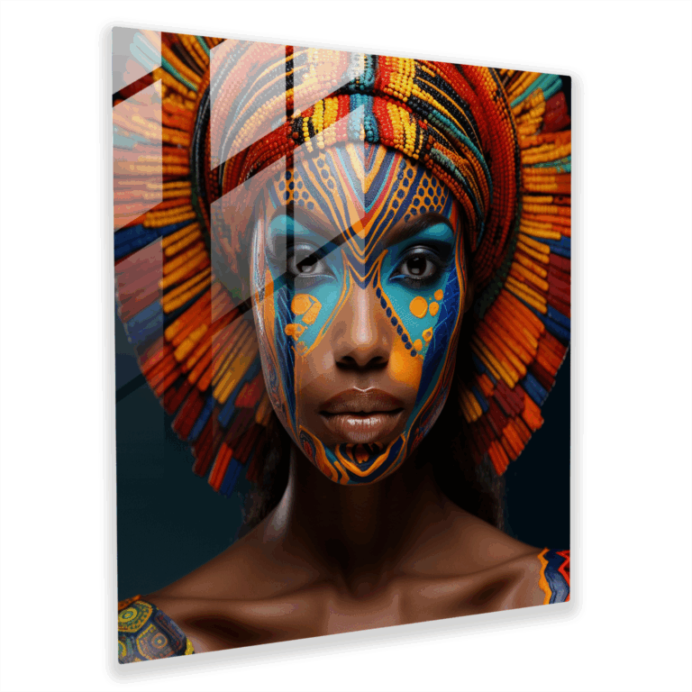 Afrika Mirası Cam Tablo - Cesur Kabile Desenleri Cam Duvar Sanatı - Modern Sanat Ev Dekorasyonu