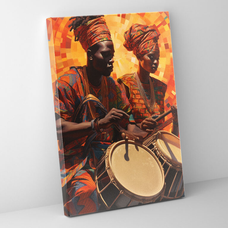 Afrobeat Temalı Kanvas Tablo - Geleneksel Afrika Enstrümanları ile Canlı Sanat Eseri