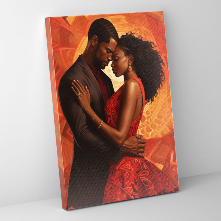 Afro Sevgisi Kanvas Tablo - Afro Birlik Afrika Topluluğu Romantik Sanat Eseri
