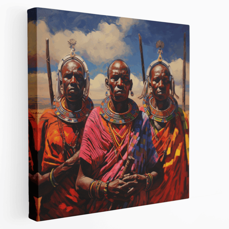 Serengeti'de Maasai Savaşçıları Kanvas Tablo