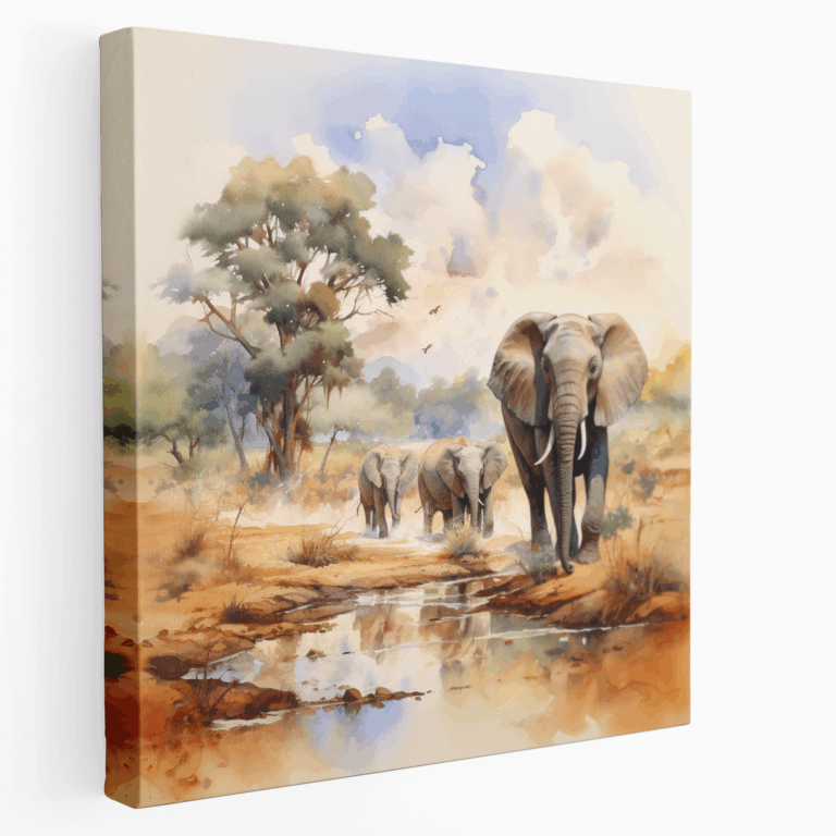 Afrika Safarisindeki Fil Kanvas Tablosu