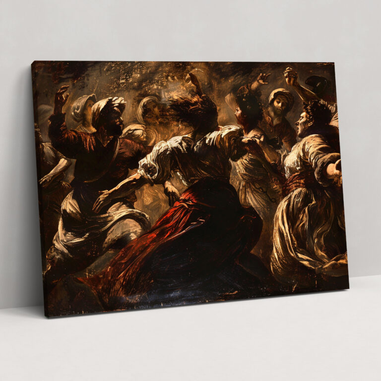 Canlı Sahne Caravaggio Tarzı Duvar Dekorasyonu - Caravaggio Duvar Sanatı Kanvas Duvar Tablosu
