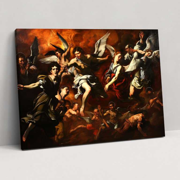 Caravaggio Tarzı Kanvas Tablo: İncil Melekleri ve Şeytanlar Duvar Süsü - Ev Dekorasyonu Caravaggio Sanatı Kanvas Tablo Duvar Sanatı