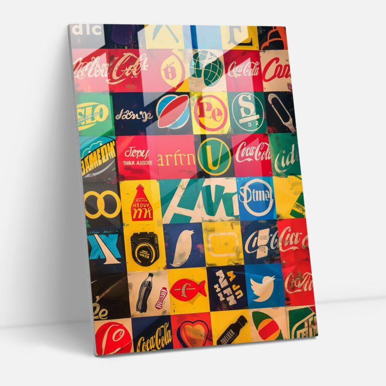 Andy Warhol Cam Tablo Marka Logoları - Pop Art Andy Warhol Cam Tablo