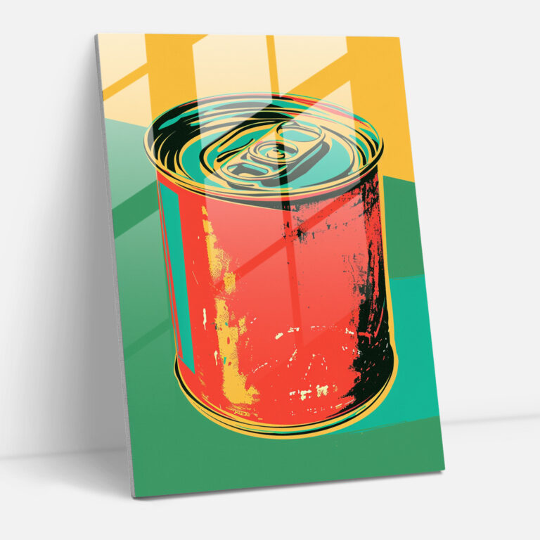 Andy Warhol Modern Sanat: Retro Çorba Kutusu Cam Tablo