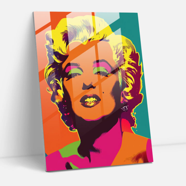 Andy Warhol Cam Tablo Pop Sanat Portresi - Cam Duvar Sanatı Pop Sanat Cam Tablo