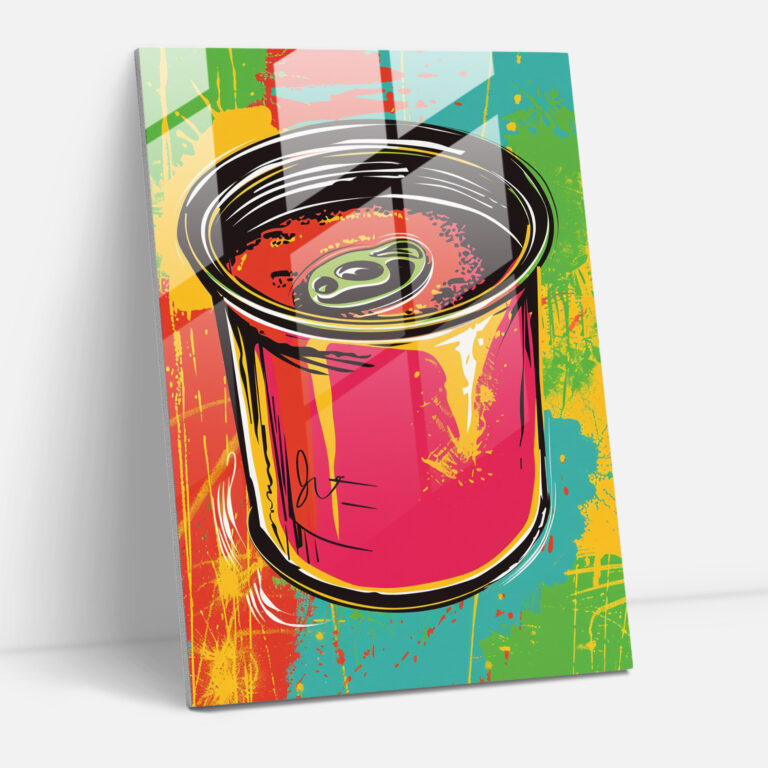 Andy Warhol Cam Tablo - Renkli Pop Sanat Çorba Kutusu Cam Duvar Sanatı - Ev Dekorasyonu ve Modern Sanat