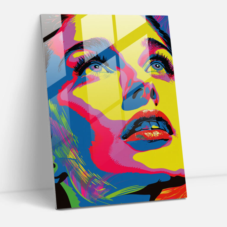 Andy Warhol Cam Tablo - Renkli Pop Sanat Portresi - Duvar Dekorasyonu Cam Duvar Sanatı Ev Dekorasyonu