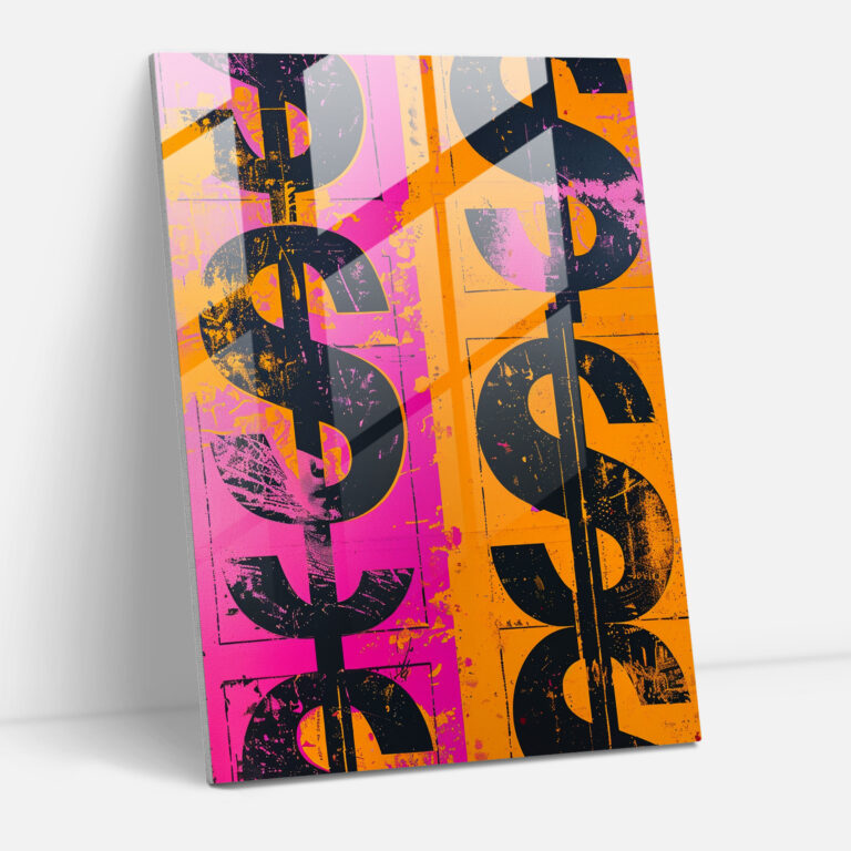 Andy Warhol Duvar Dekorasyonu - Dolar İşaretleri - Cam Tablo