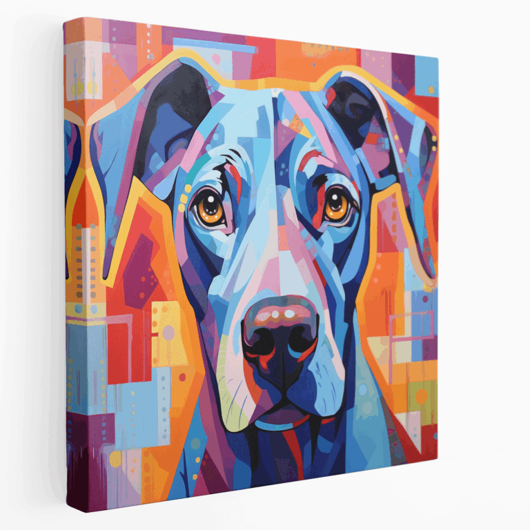 Geometrik Köpek Kanvas Tablosu
