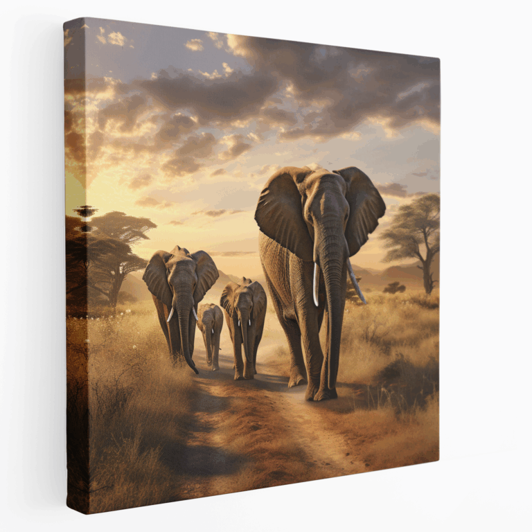 Serengeti Fil Gerçekçi Kanvas Tablo Baskısı