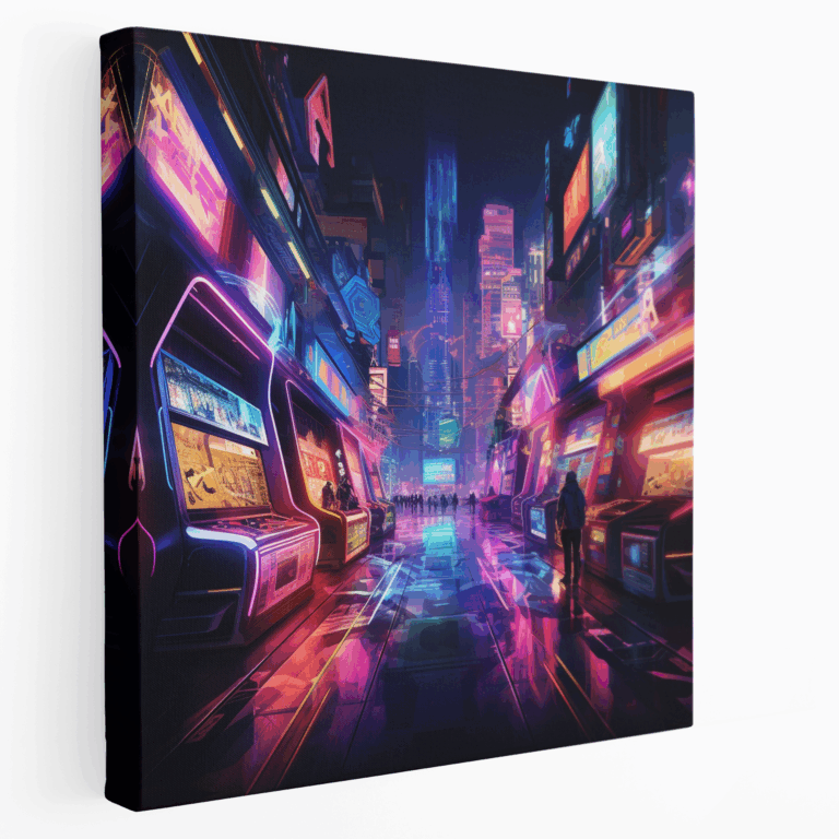 Cyberpunk Arcade Geceleri Kanvas Tablo