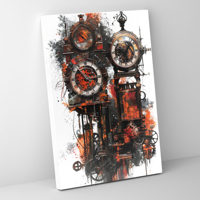 Steampunk Saat Mekanizmaları Kanvas Tablo - Ashvin Harrison Ev Dekorasyonu Fantezi Endüstriyel