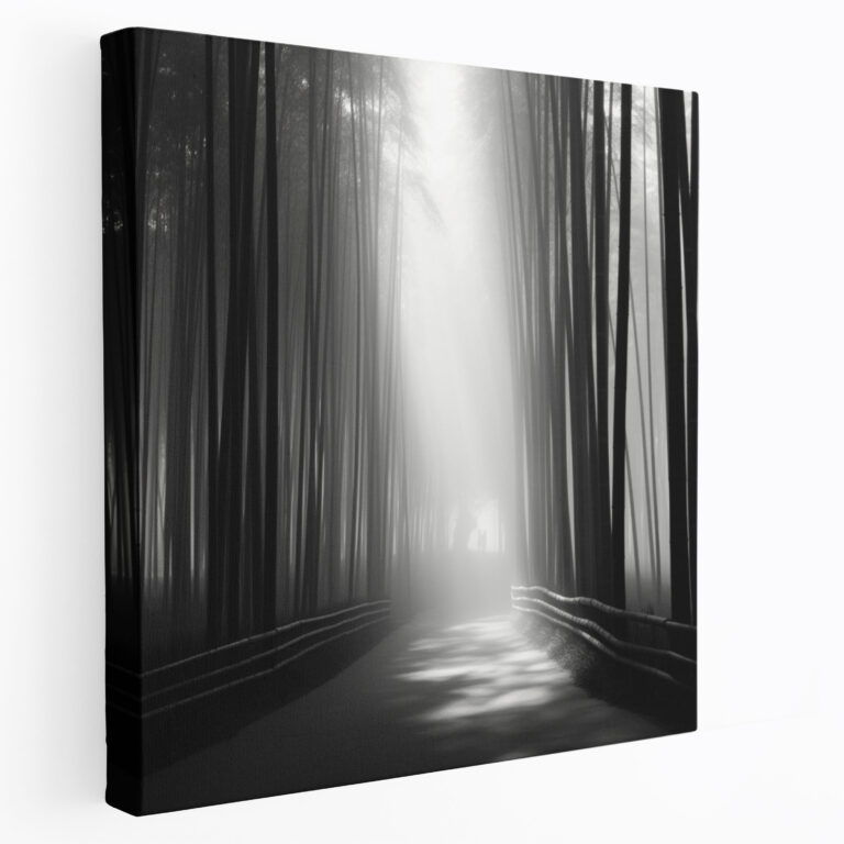 Asya Bambu Ormanı Duvar Sanatı Kanvas Tablo - Minimalist Siyah Beyaz Fotoğrafçılık