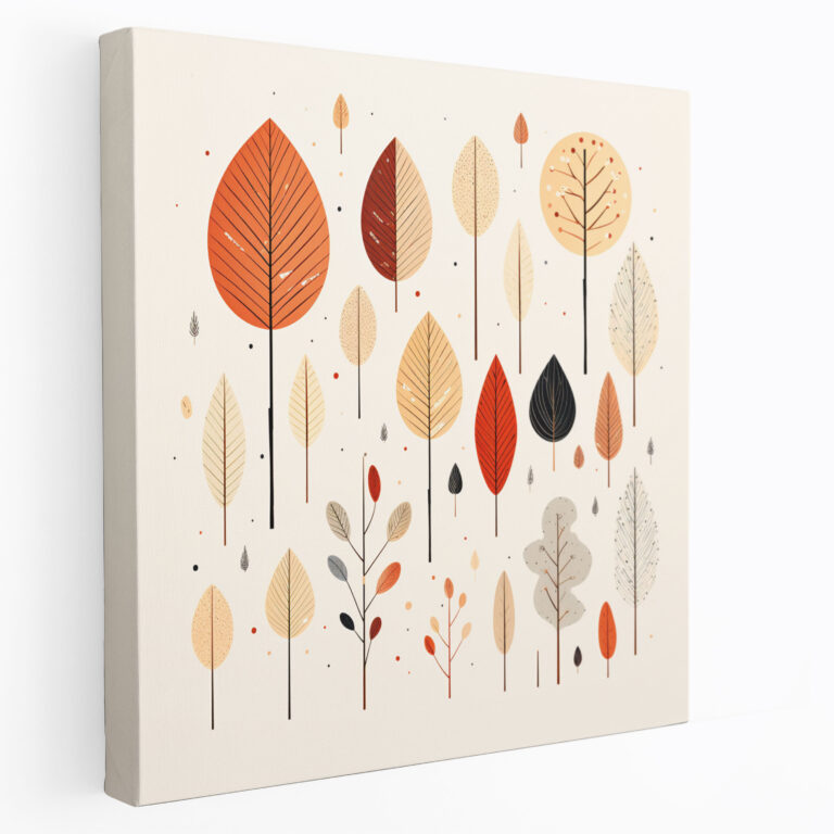 Sonbahar Duvar Sanatı - Minimalist Yaprak Çizgi Sanatı Kanvas Tablo - Sonbahar Duvar Dekorasyonu Kanvas Duvar Sanatı Minimalist Çizgi Sanatı