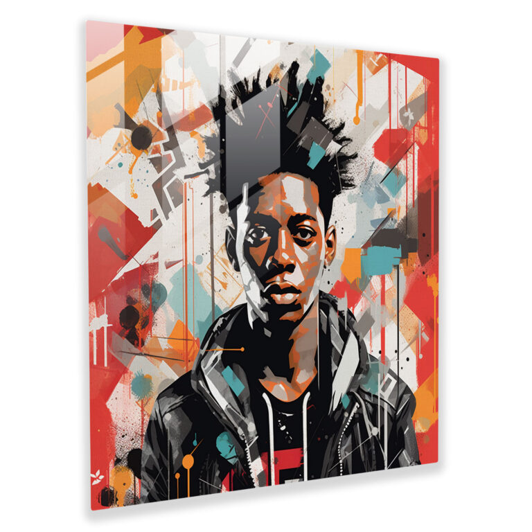 Basquiat Esintili Cam Tablo - Modern Sanat Basquiat Tasarımı