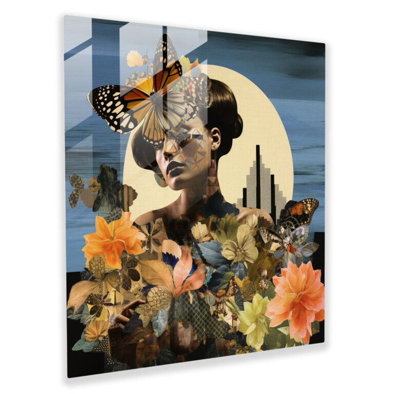 Basquiat Cam Tablo - Detaylı Kolaj - Çeşitli imgeler Basquiat Cam Tablo